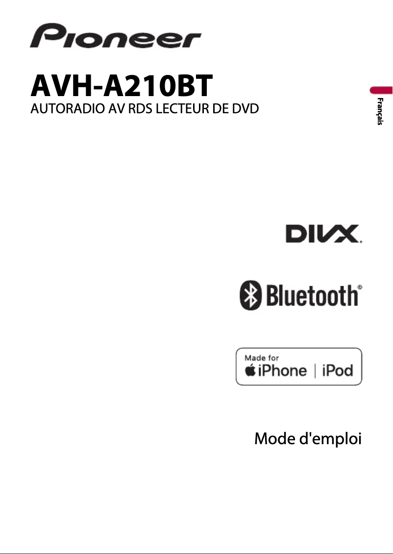 Image de la première page du manuel de l'appareil AVH-A210BT