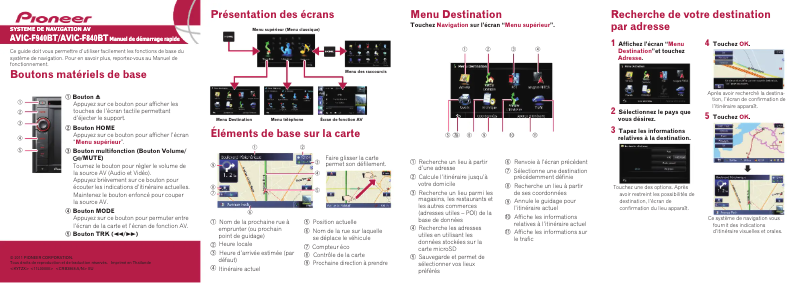 Image de la première page du manuel de l'appareil AVIC-F940BT