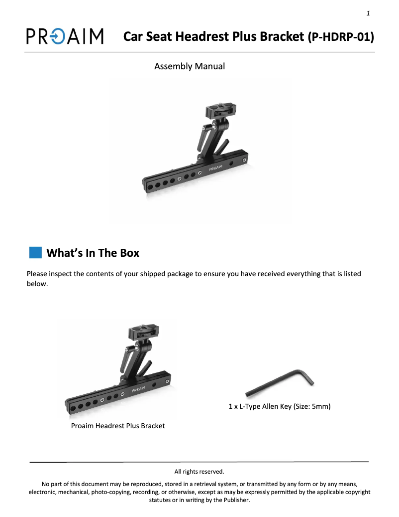 Page 1 de la notice Manuel utilisateur Proaim P-HDRP-01
