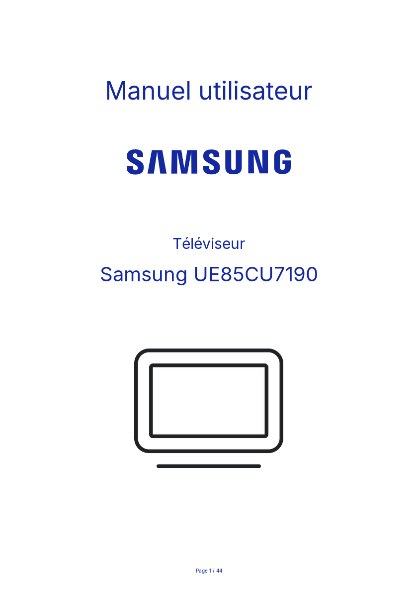 Page n°1 - Manuel utilisateur Samsung UE85CU7190