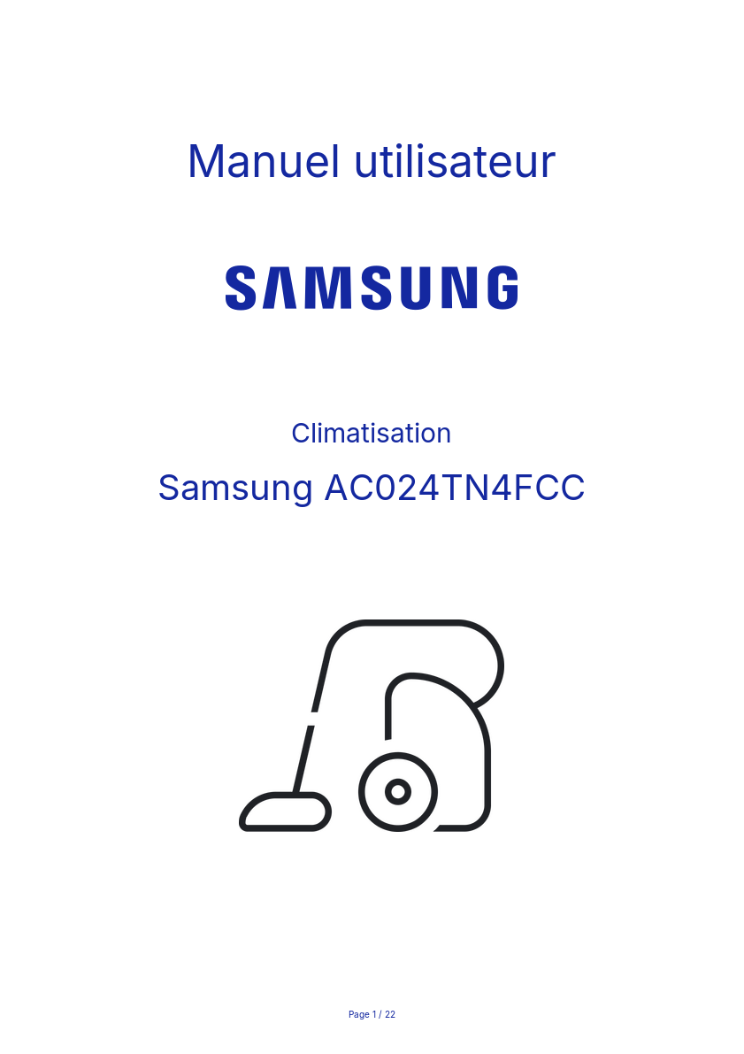 Page n°1 - Manuel utilisateur Samsung AC024TN4FCC