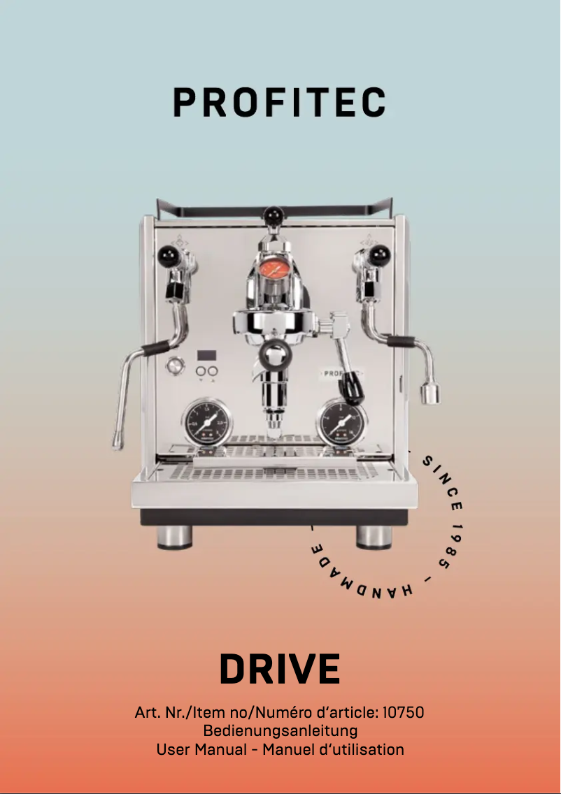 Page 1 de la notice Manuel utilisateur Profitec DRIVE