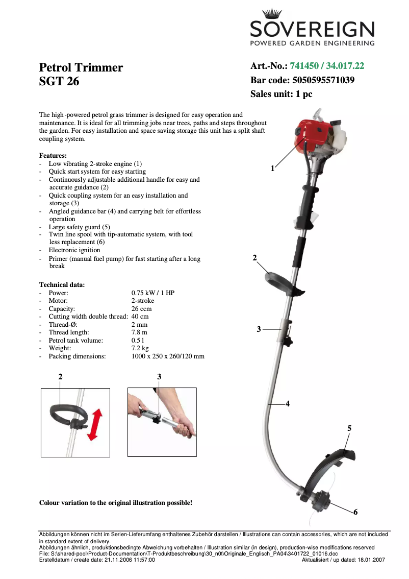 Page 1 de la notice Manuel utilisateur Sovereign SGT 26