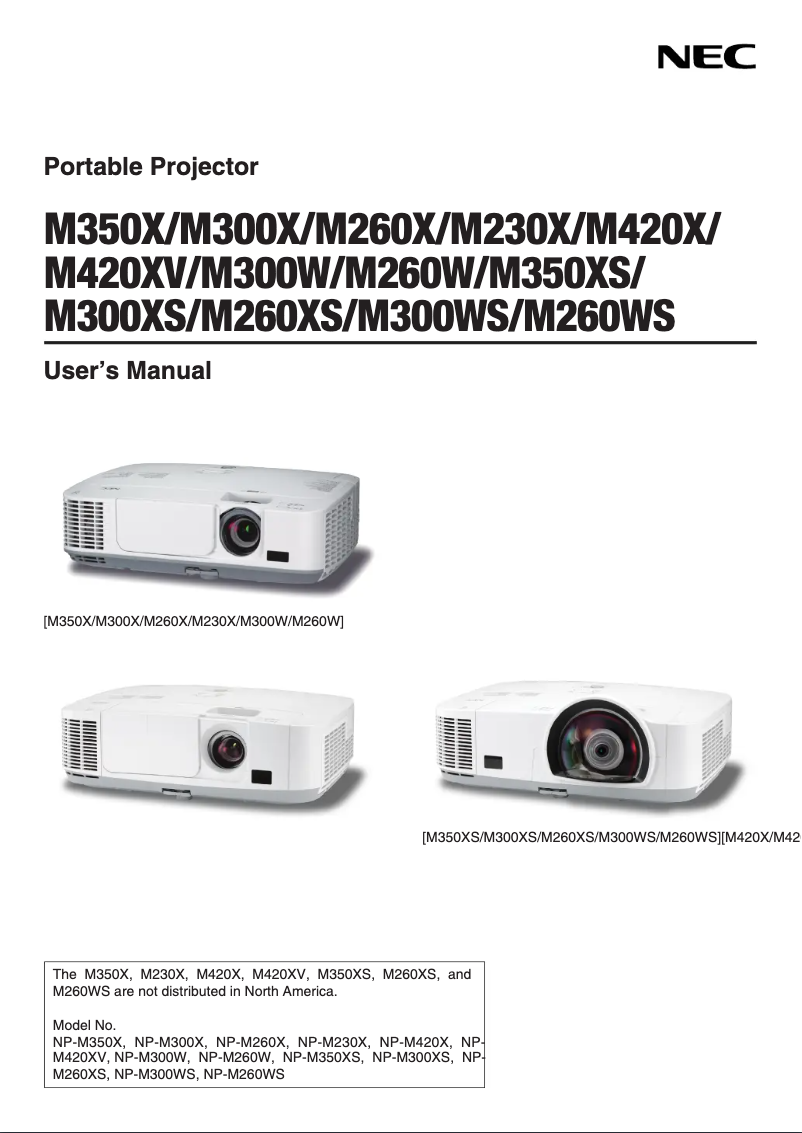 Page n°1 - Manuel utilisateur NEC NP-M300XS