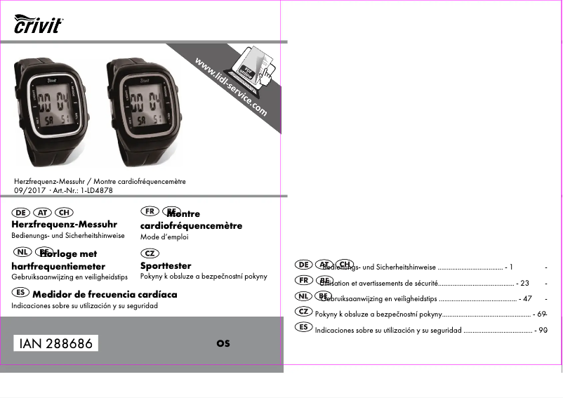 Page 1 de la notice Manuel utilisateur Crivit 1-LD4878