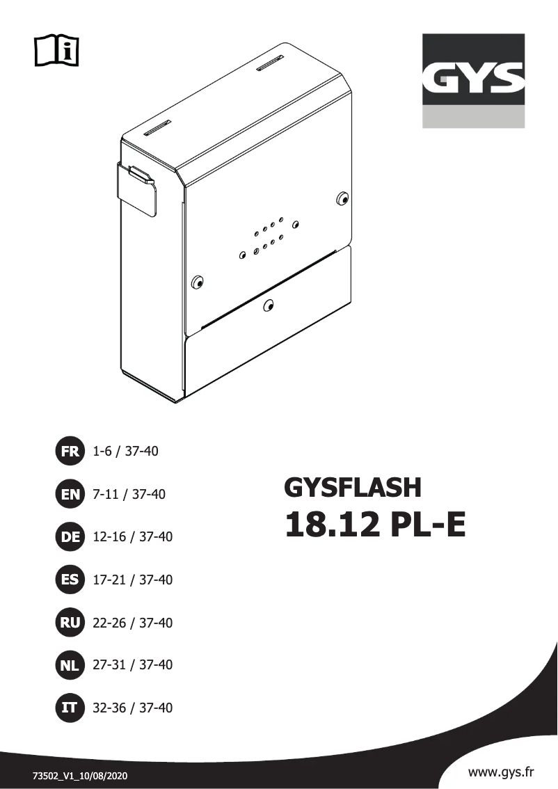 Image de la première page du manuel de l'appareil Gysflash 18.12 Pl-E