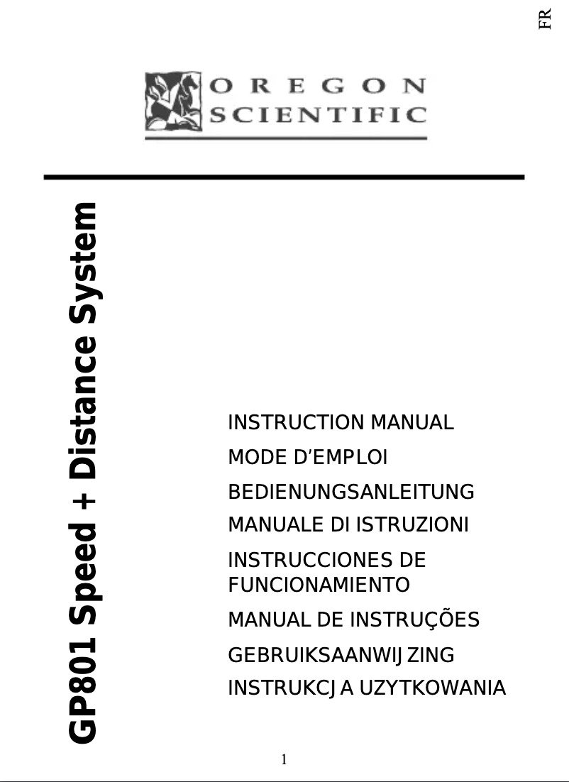 Page n°1 - Manuel utilisateur Oregon Scientific GP801