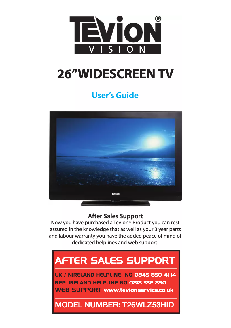Page 1 de la notice Manuel utilisateur Tevion T26WLZ53HID