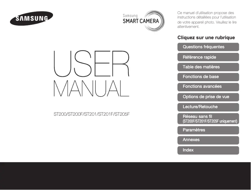 Page 1 de la notice Manuel utilisateur Samsung ST205F