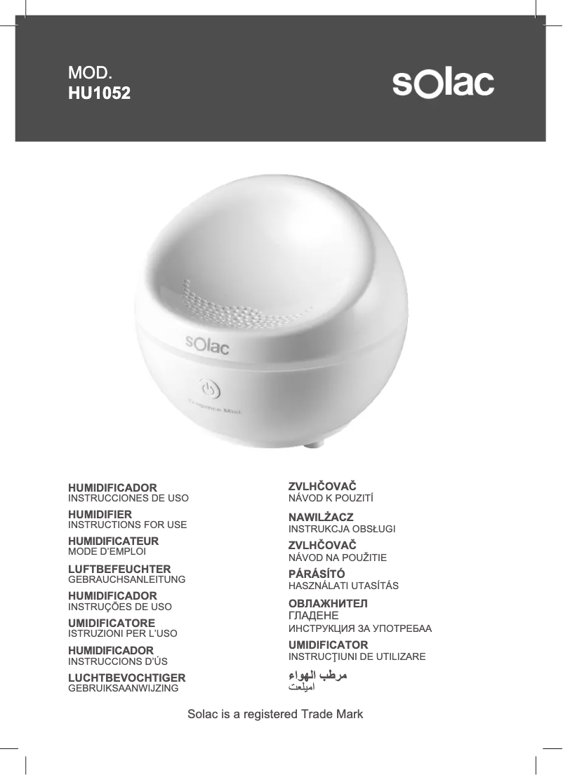 Page n°1 - Manuel utilisateur Solac HU1052