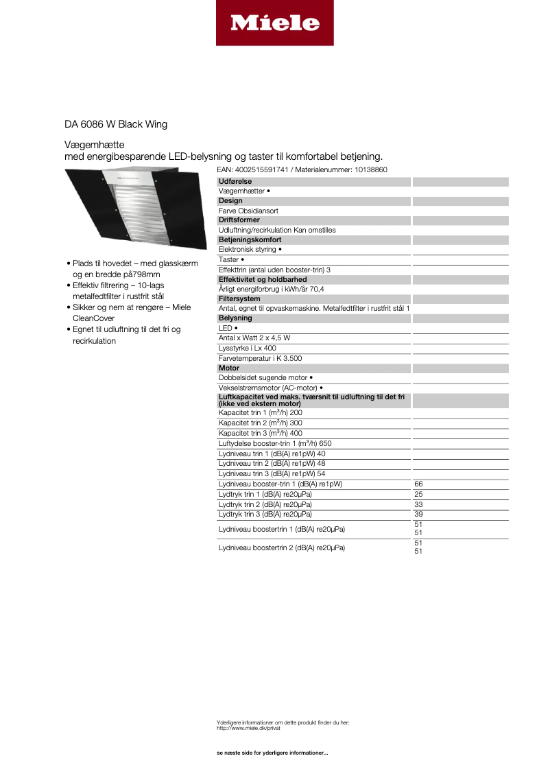 Page n°1 - Manuel utilisateur Miele DA 6086 W Black Wing