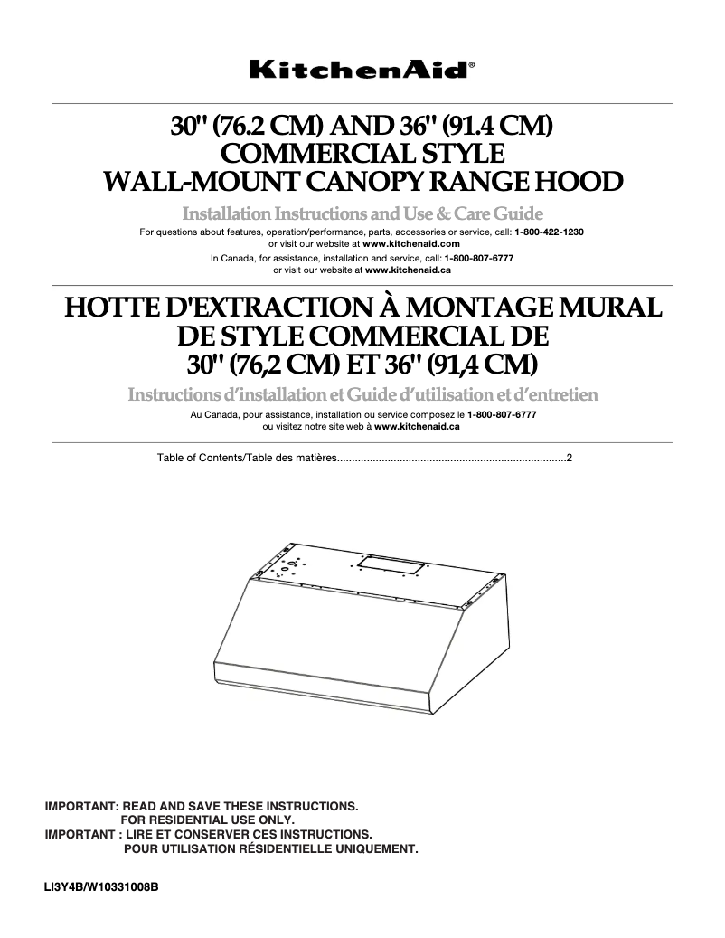 Page 1 de la notice Manuel utilisateur KitchenAid KXU8030YSS