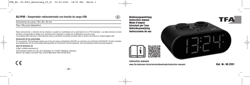 Page 1 de la notice Manuel utilisateur TFA 60.2551