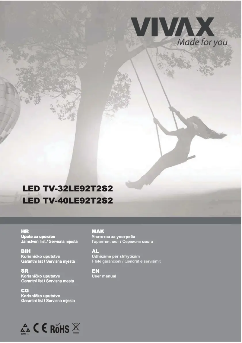Page n°1 - Manuel utilisateur Vivax TV-32LE92T2S2