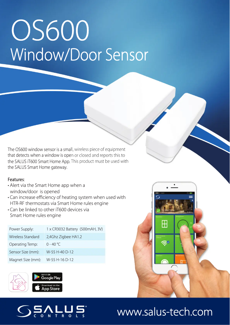 Page 1 de la notice Fiche technique Salus OS600
