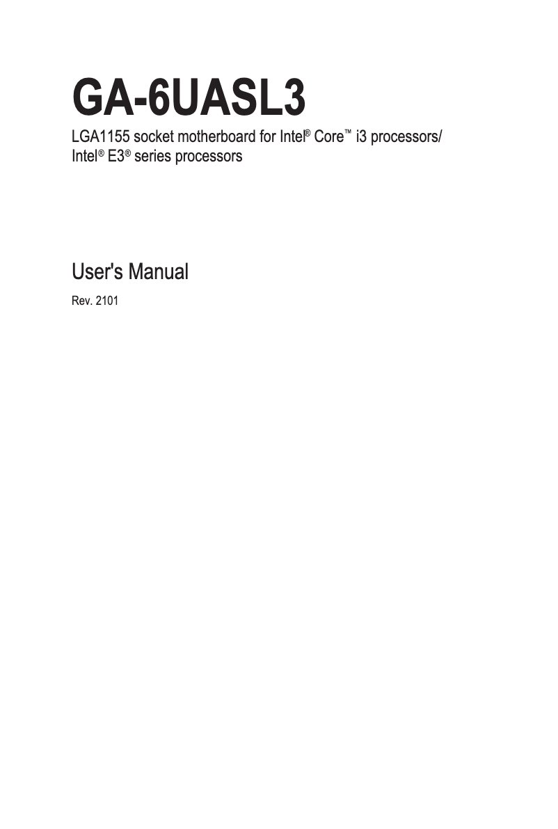 Page n°1 - Manuel utilisateur Gigabyte GA-6UASL3