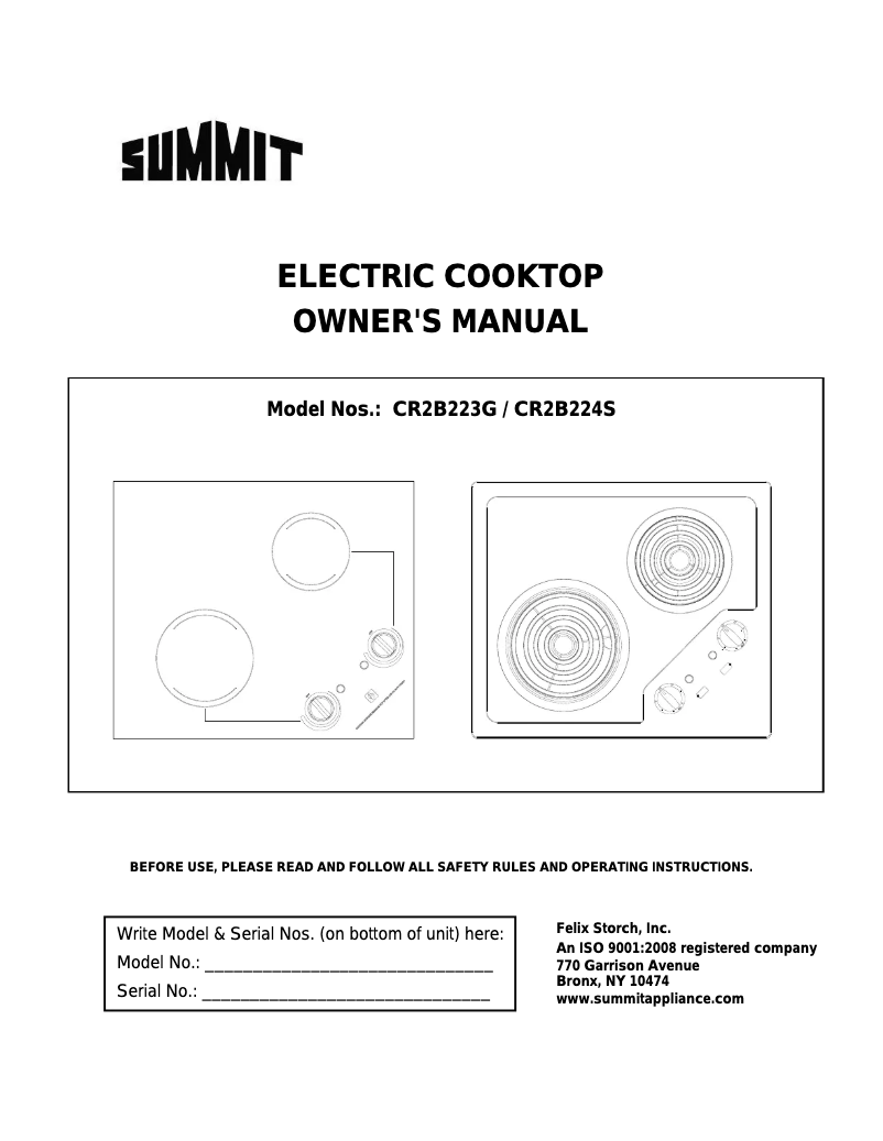 Page 1 de la notice Manuel utilisateur Summit CR2B223G