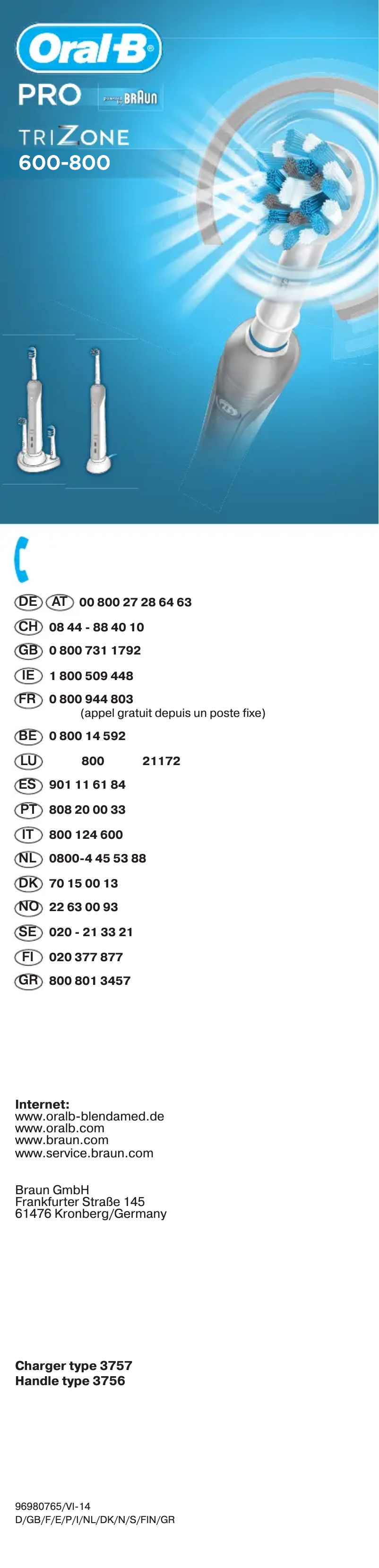 Page 1 de la notice Manuel utilisateur Braun Oral-B TriZone 600