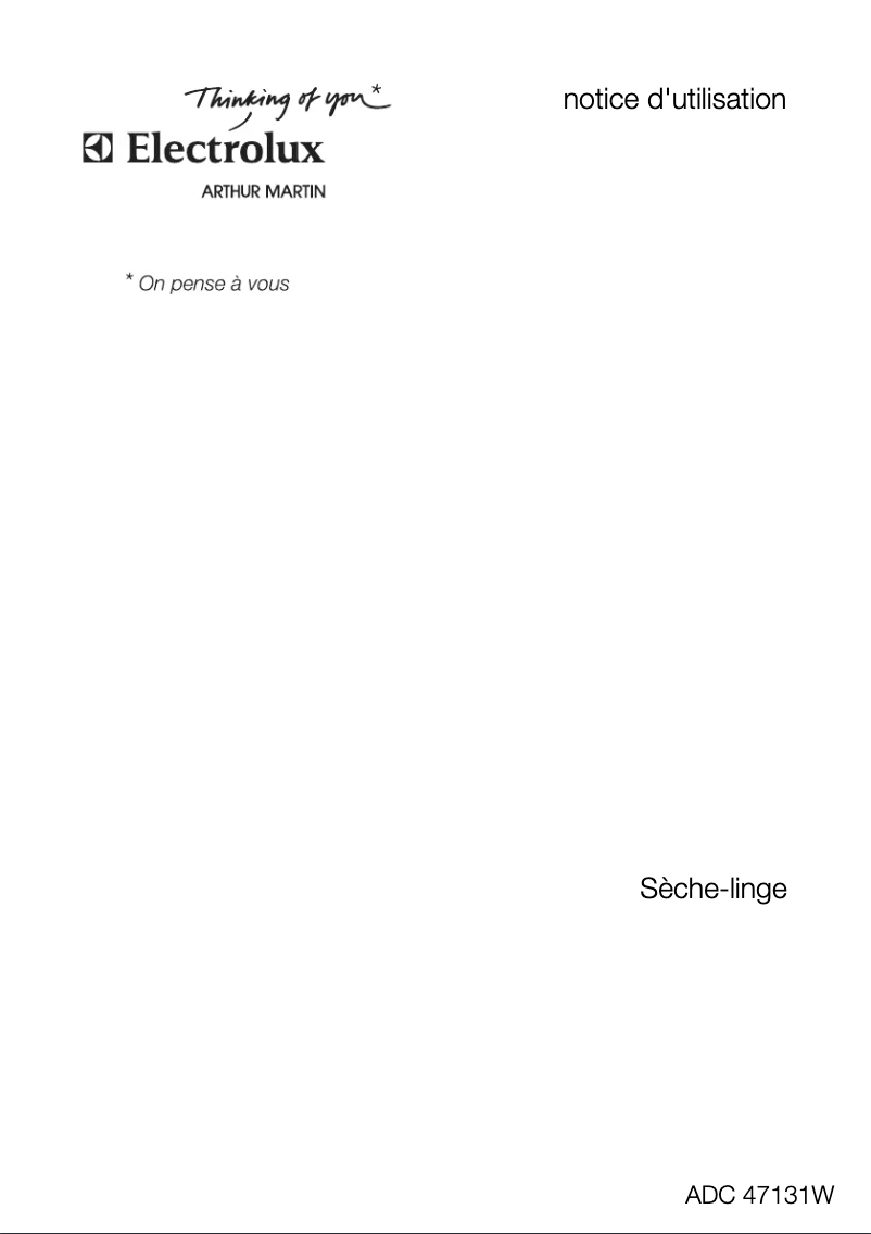 Page n°1 - Manuel utilisateur Arthur Martin-Electrolux ADC 47131 W