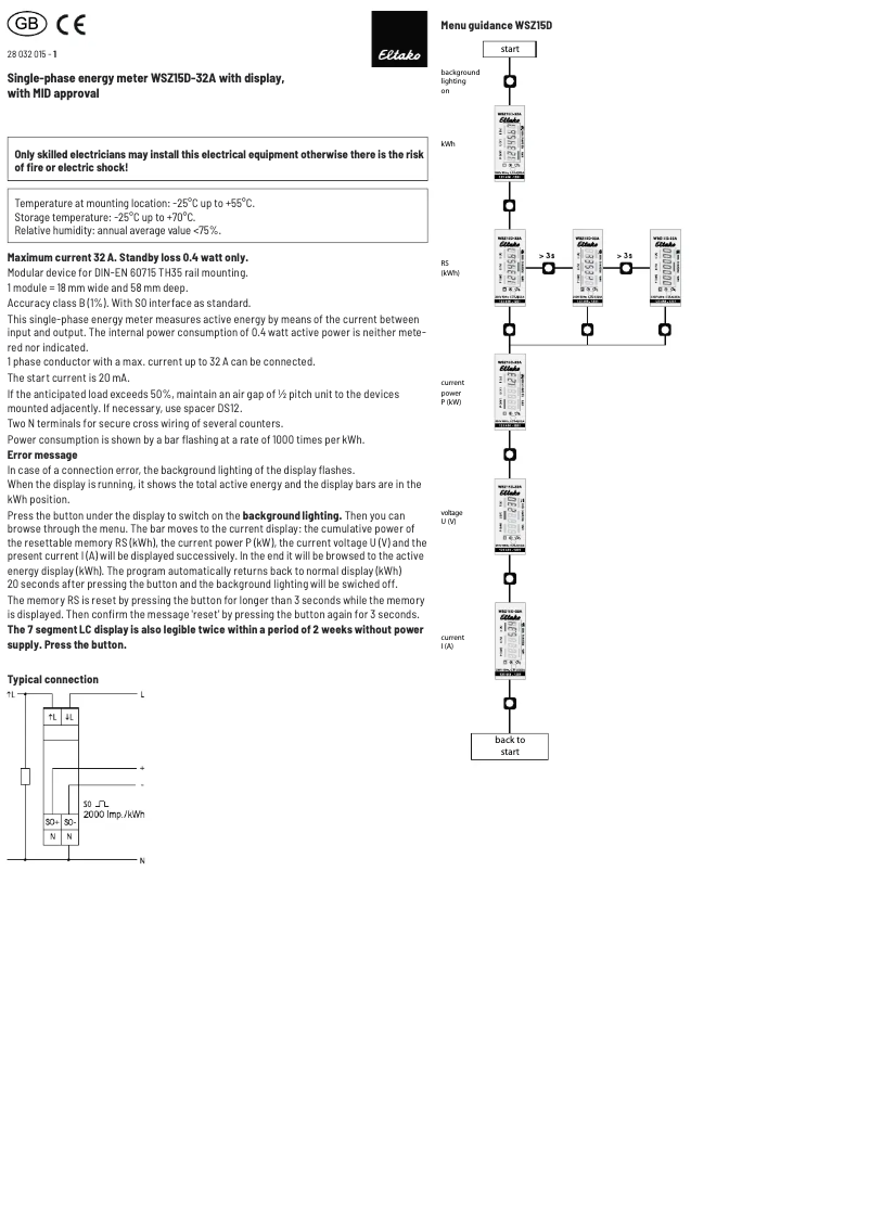 Page 1 de la notice Manuel utilisateur Eltako WSZ15D-32A