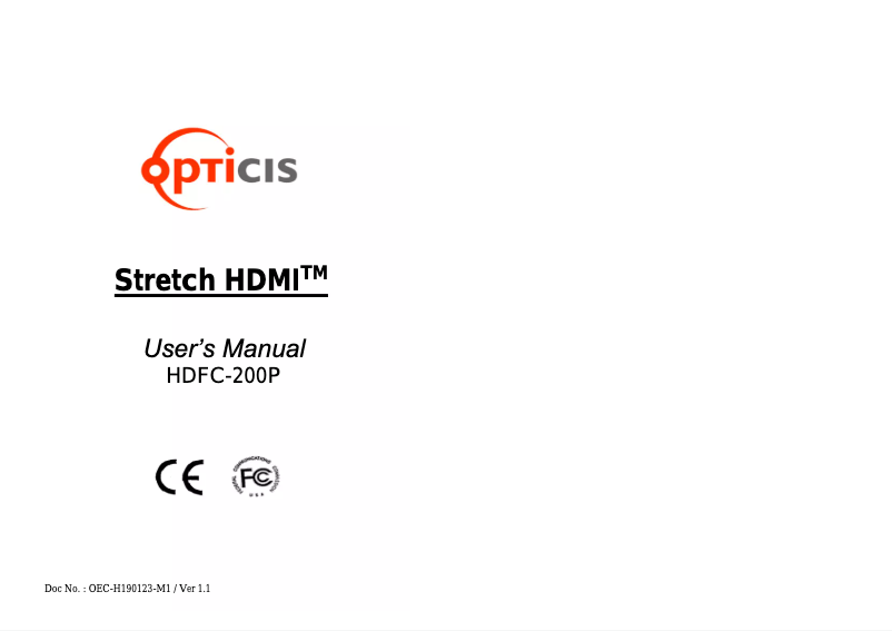 Page 1 de la notice Manuel utilisateur Opticis HDFC-200P