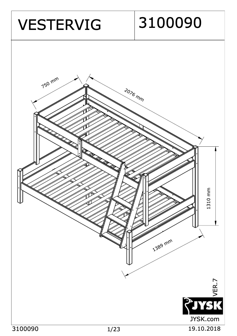 Page 1 de la notice Manuel utilisateur JYSK Vestervig