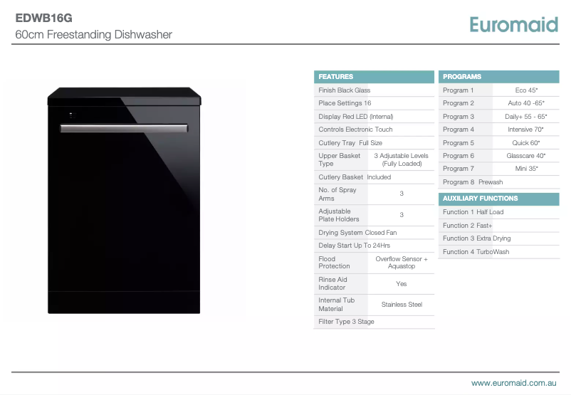 Page n°1 - Fiche technique Euromaid EDWB16G