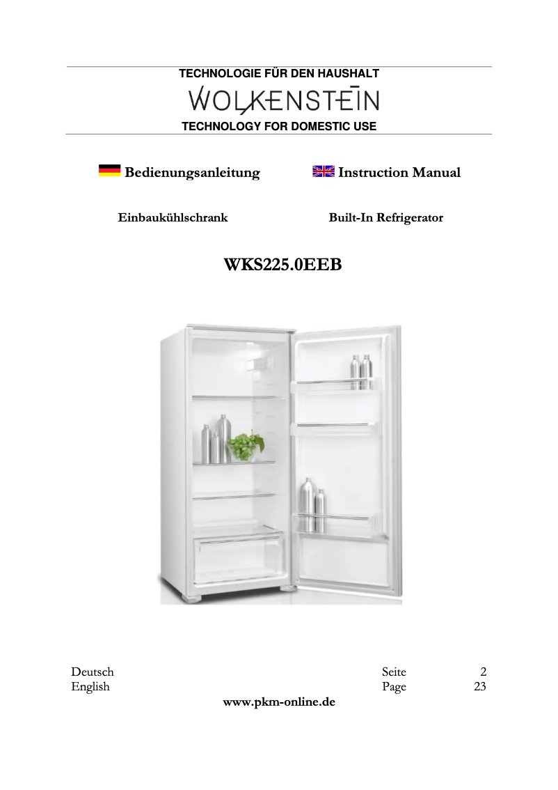 Image de la première page du manuel de l'appareil WKS225.0EEB