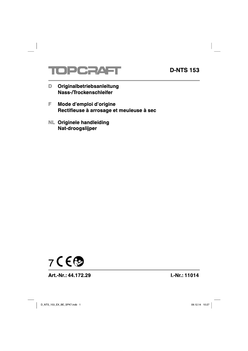 Page 1 de la notice Manuel utilisateur Topcraft D-NTS 153