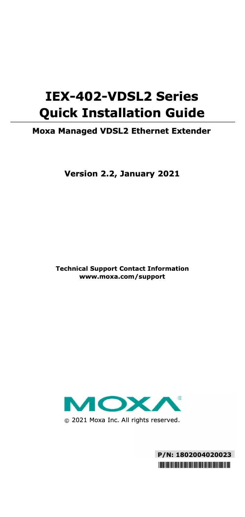 Página 1 del manual Manual de usuario Moxa IEX-402-SHDSL-T