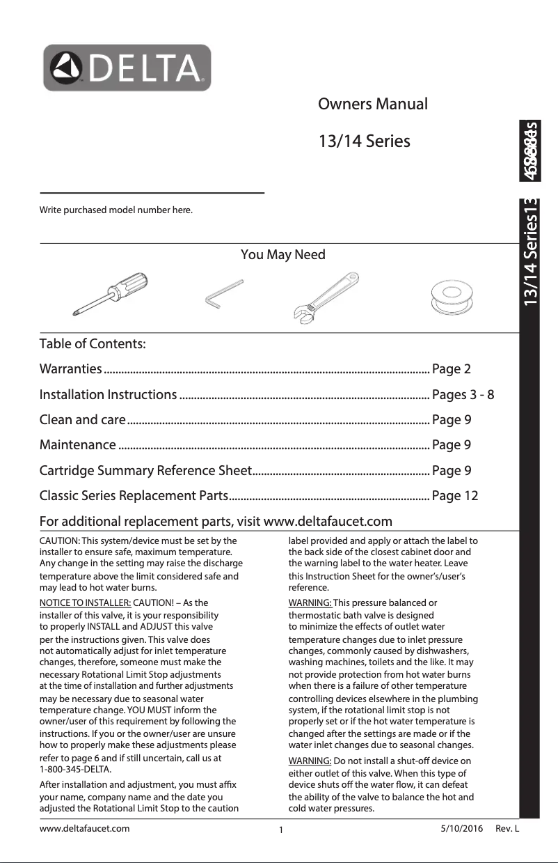 Imagen de la primera página del manual del dispositivo T14238-SS