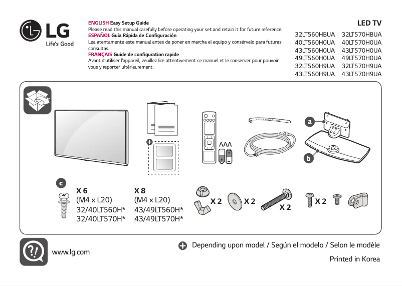 Page 1 de la notice Manuel utilisateur LG 43LT560H0UA