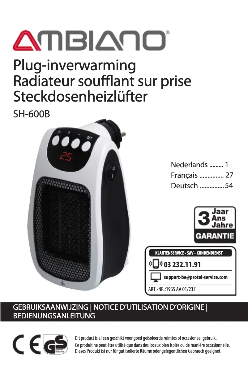 Page 1 de la notice Manuel utilisateur Ambiano SH-600B