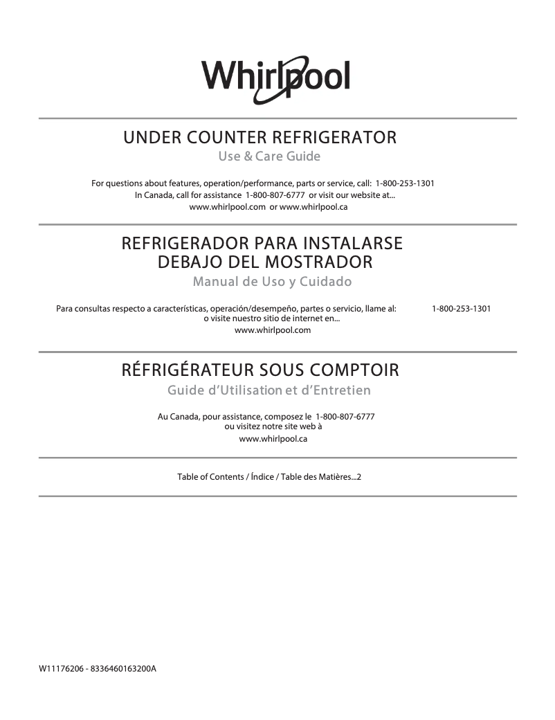 Page n°1 - Manuel d'utilisation et d'entretien Whirlpool WUR50X24HZ