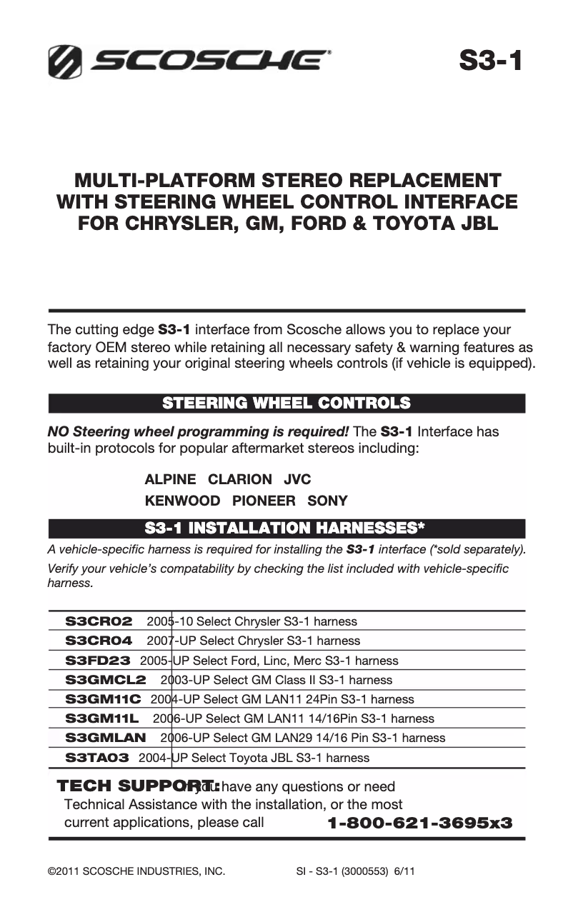 Page 1 de la notice Manuel utilisateur Scosche S31