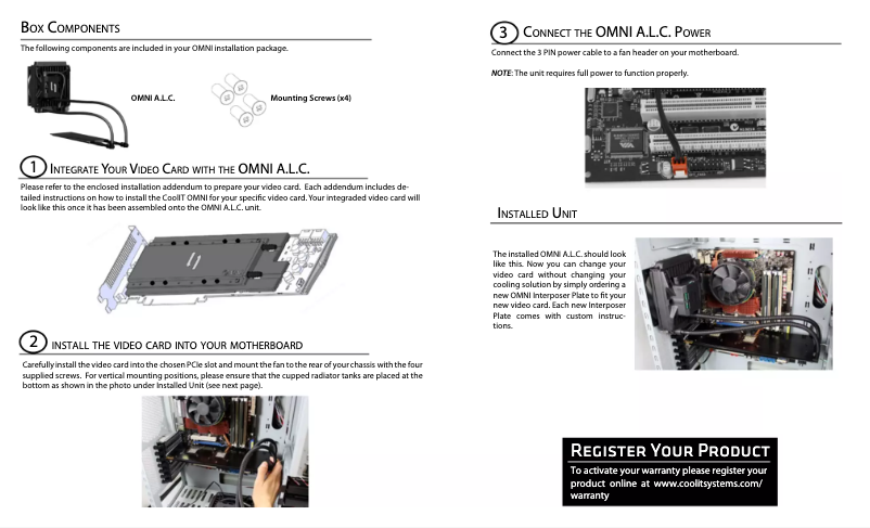 Page n°1 - Manuel utilisateur CoolIT Omni A.L.C.