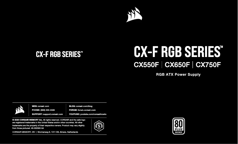 Page 1 de la notice Manuel utilisateur Corsair CX550F