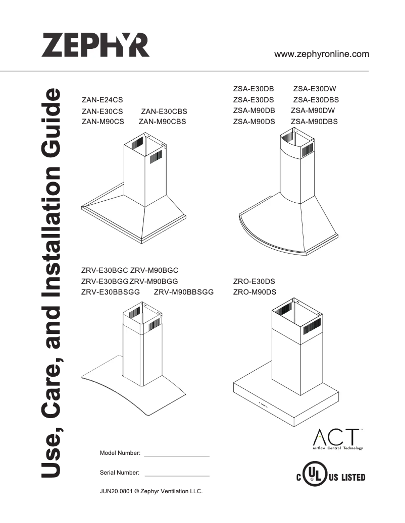 Page 1 de la notice Guide d'installation Zephyr ZANM90CS
