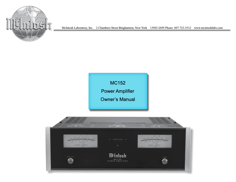 Page n°1 - Manuel utilisateur McIntosh MC152