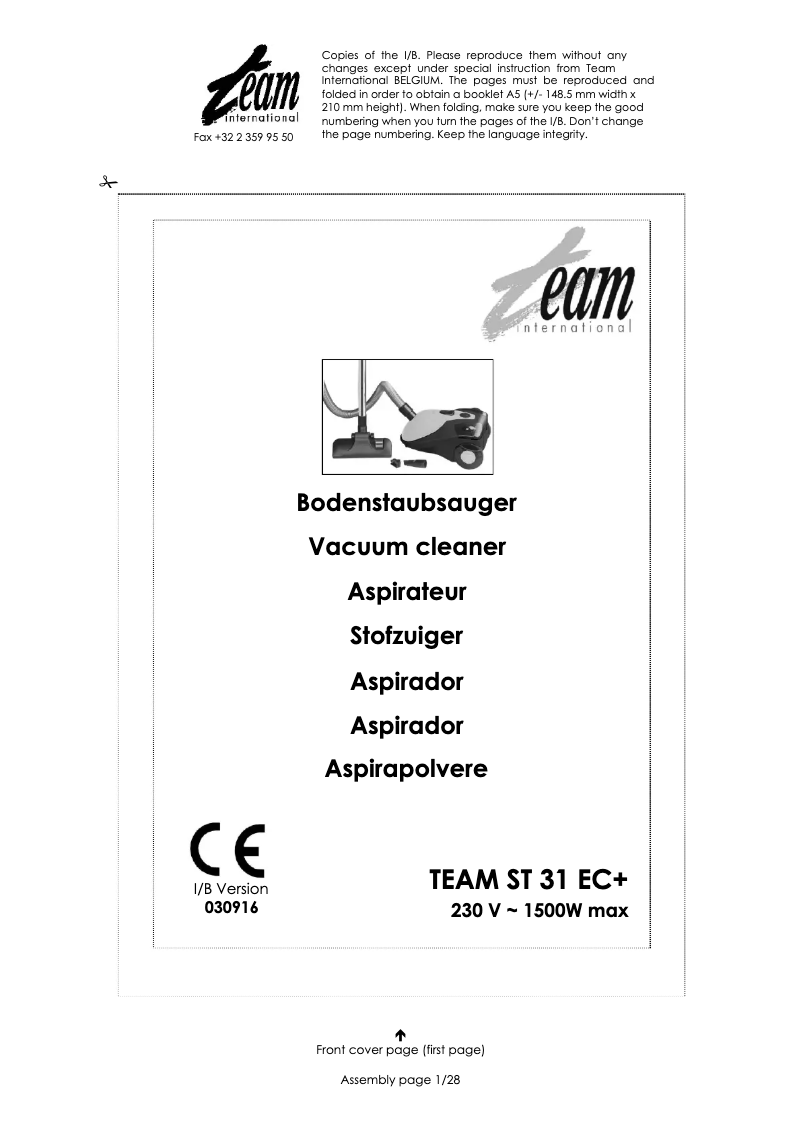 Página 1 del manual Manual de usuario Team ST 31 EC+