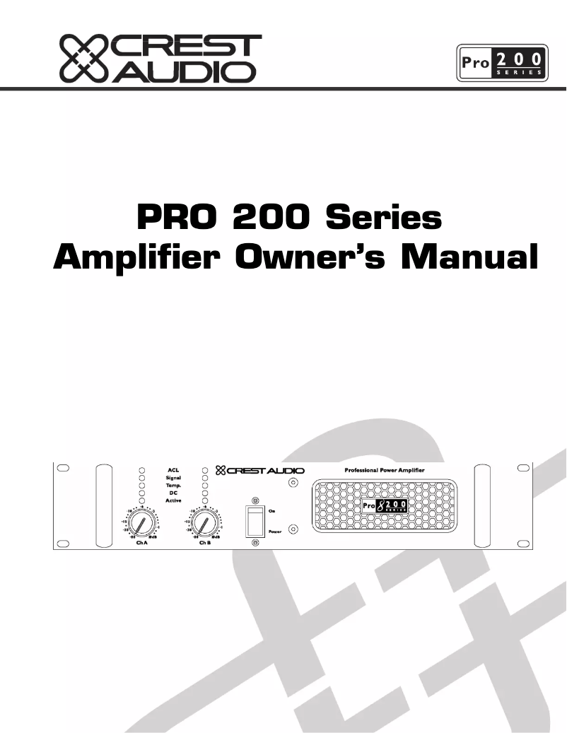 Page n°1 - Manuel utilisateur Crest Audio Pro 7200