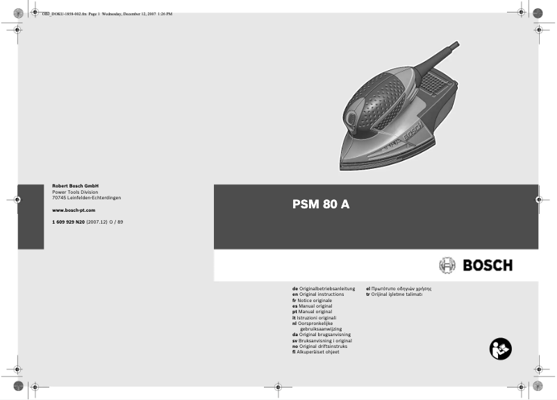 Page 1 of the manual User Manual Bosch PSM 80 A