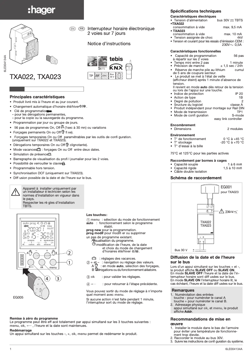 Image de la première page du manuel de l'appareil TXA022