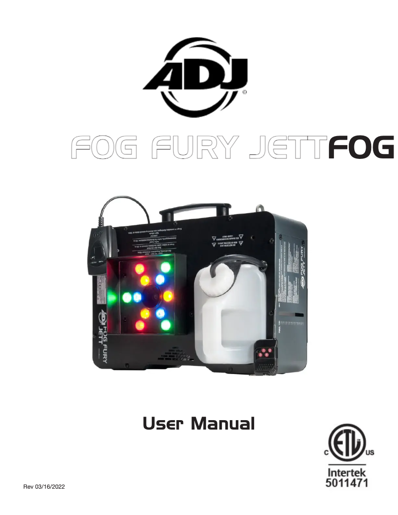 Page 1 de la notice Manuel utilisateur Adj Fog Fury Jett
