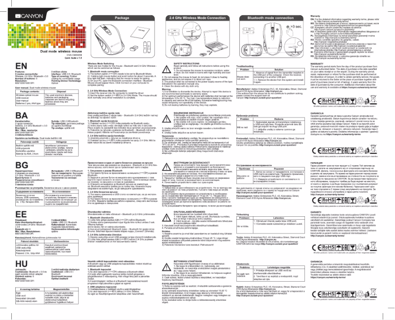 Page 1 de la notice Manuel utilisateur Canyon CNS-CMSW13