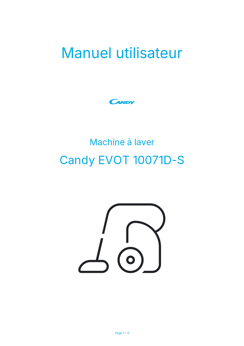 Page n°1 - Manuel utilisateur Candy EVOT 10071D-S