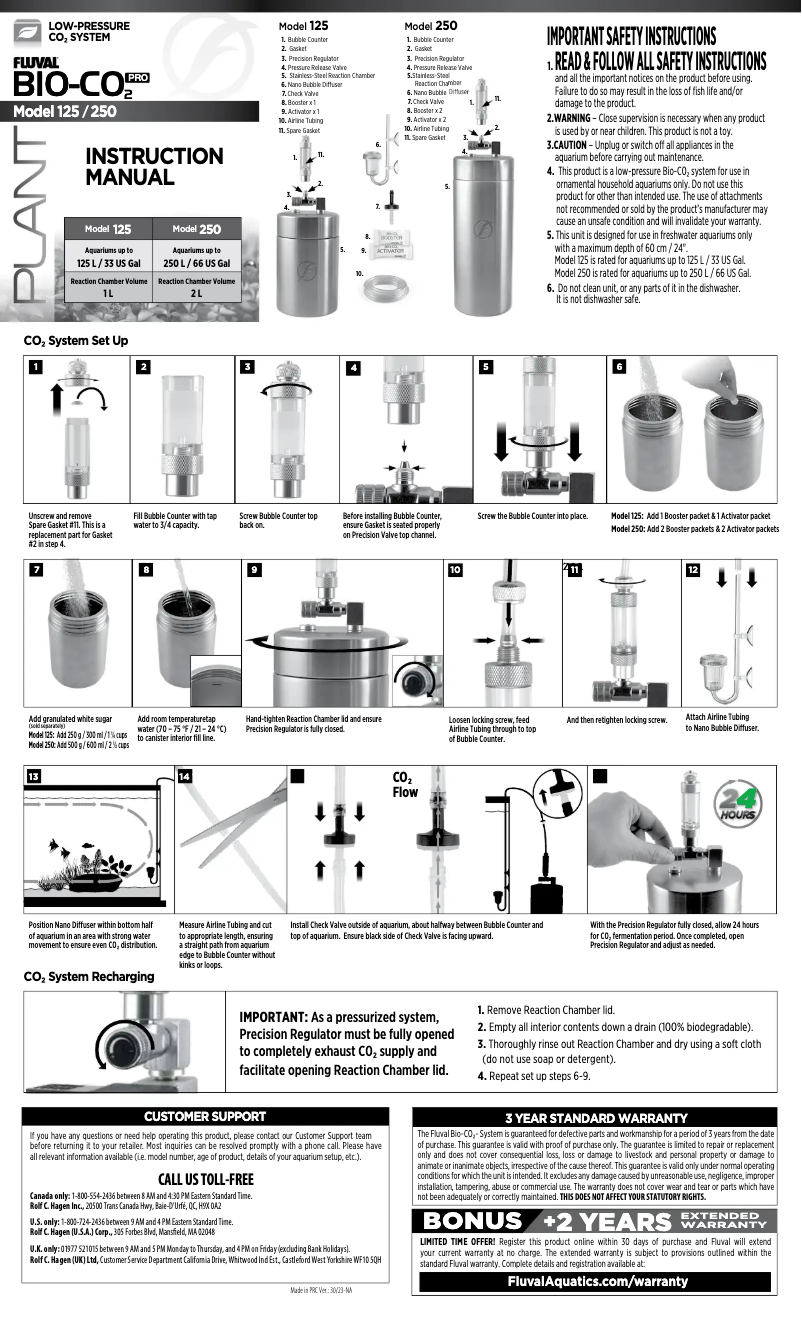 Page 1 de la notice Manuel utilisateur Fluval Bio-CO2 Pro