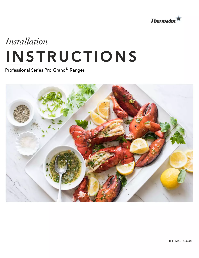 Page 1 de la notice Guide d'installation Thermador PRD606WCSG