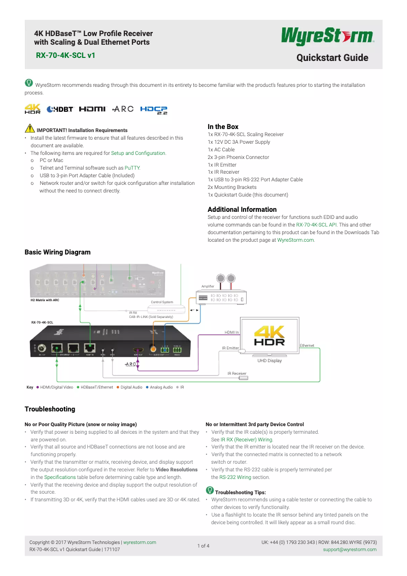 Página 1 del manual Manual de usuario WyreStorm RX-70-4K-SCL