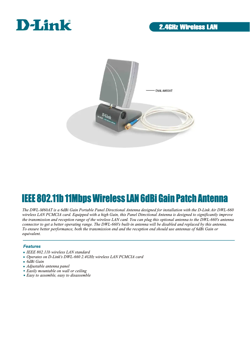 Page n°1 - Fiche technique D-Link DWL-M60AT